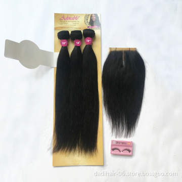 Adorable silk straight remy human hair weave 4pcs/lot with free closure,100% remi hair extensions 4*4  one pack for a full  head